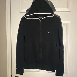 Michael Kors Black Zip-Up Sweater with White Trim